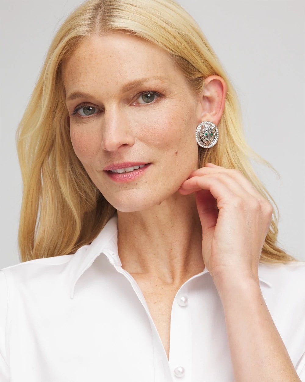 Chico's Women | Green Eye Tiger Clip-On Earrings GREEN