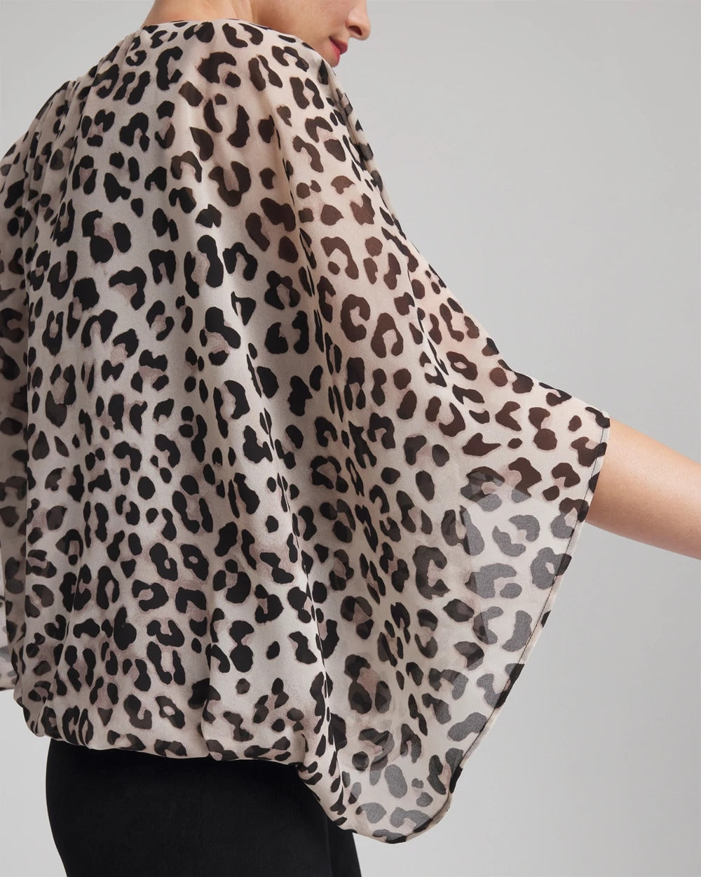 Chico's Women | Travelers™ Animal-Print Bubble-Hem Chiffon Blouse DEEP TAUPE