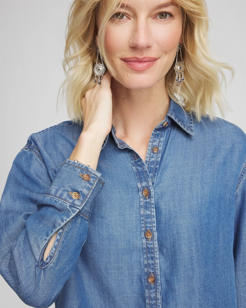 Chico's Women | Tencel™ Cropped Denim Shirt BAILEY INDIGO