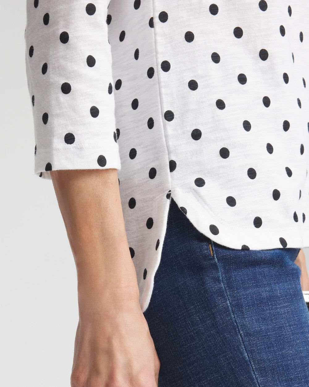 Chico's Women | Polka-Dot Slub Scoop-Neck Tee ALABASTER