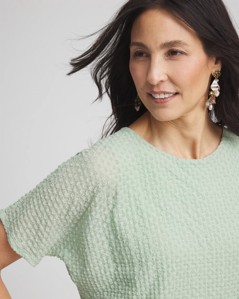 Chico's Women | Jacquard Banded Hem Top MOROCCAN MINT