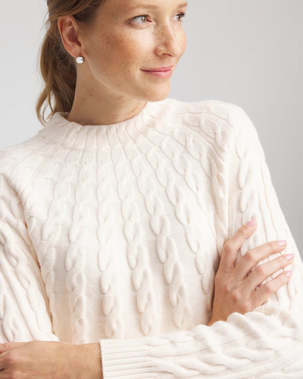 Chico's Women | Zenergy® Luxe Cable Sweater ENGLISH CREAM