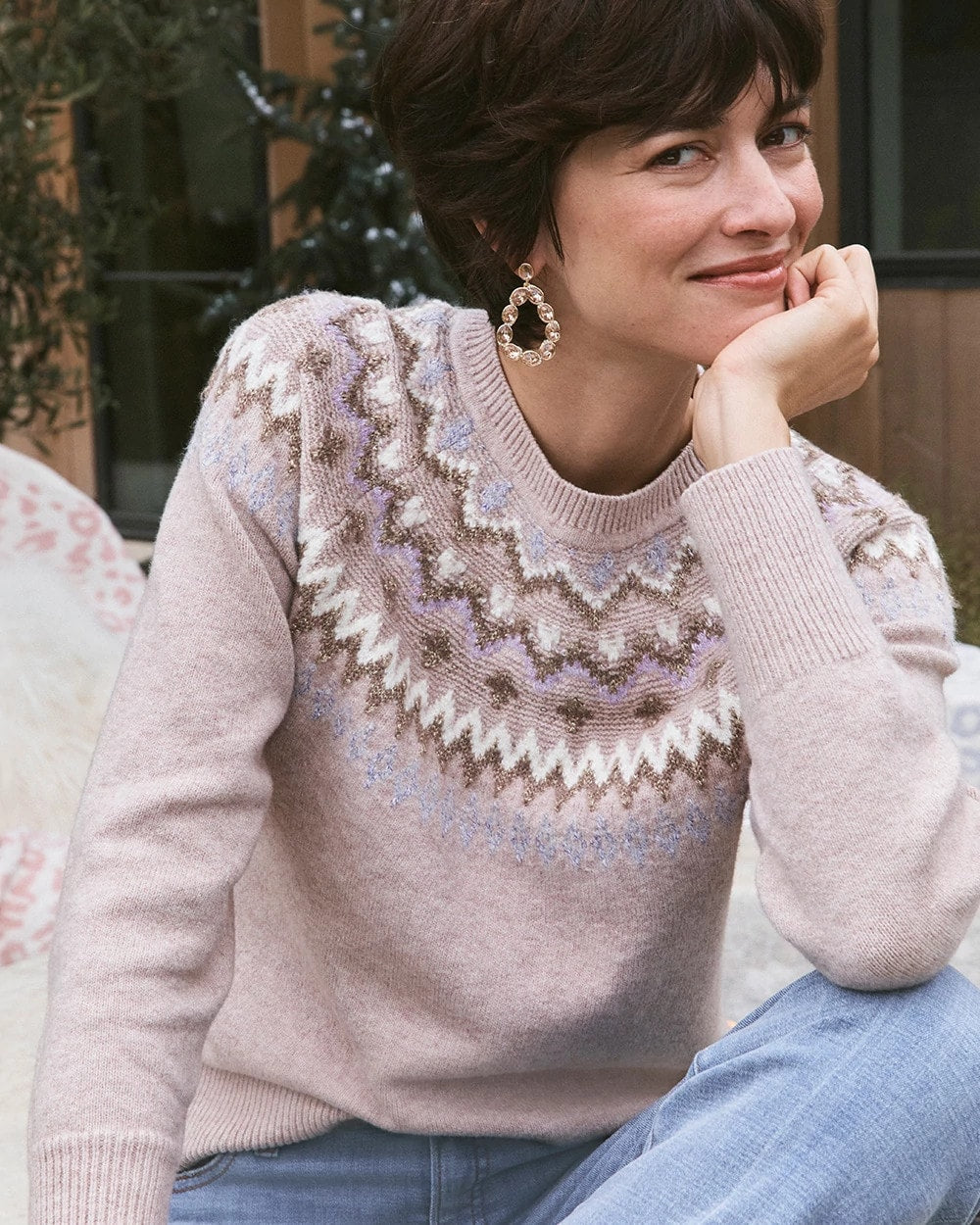 Chico's Women | Fair Isle Sweater BIRCH BARK