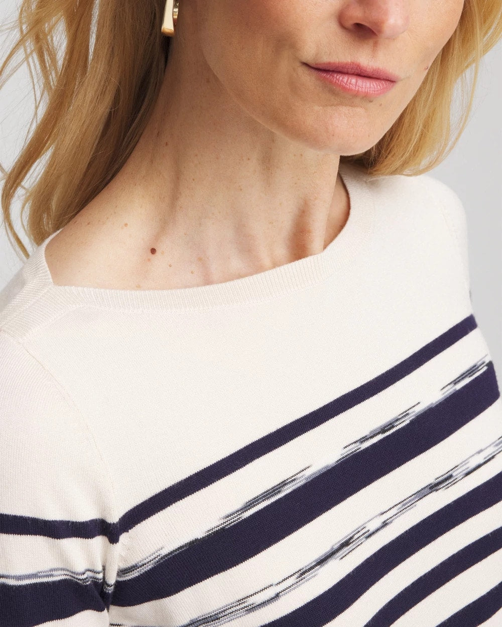 Chico's Women | Ella Striped Bateau Pullover Sweater ENGLISH CREAM