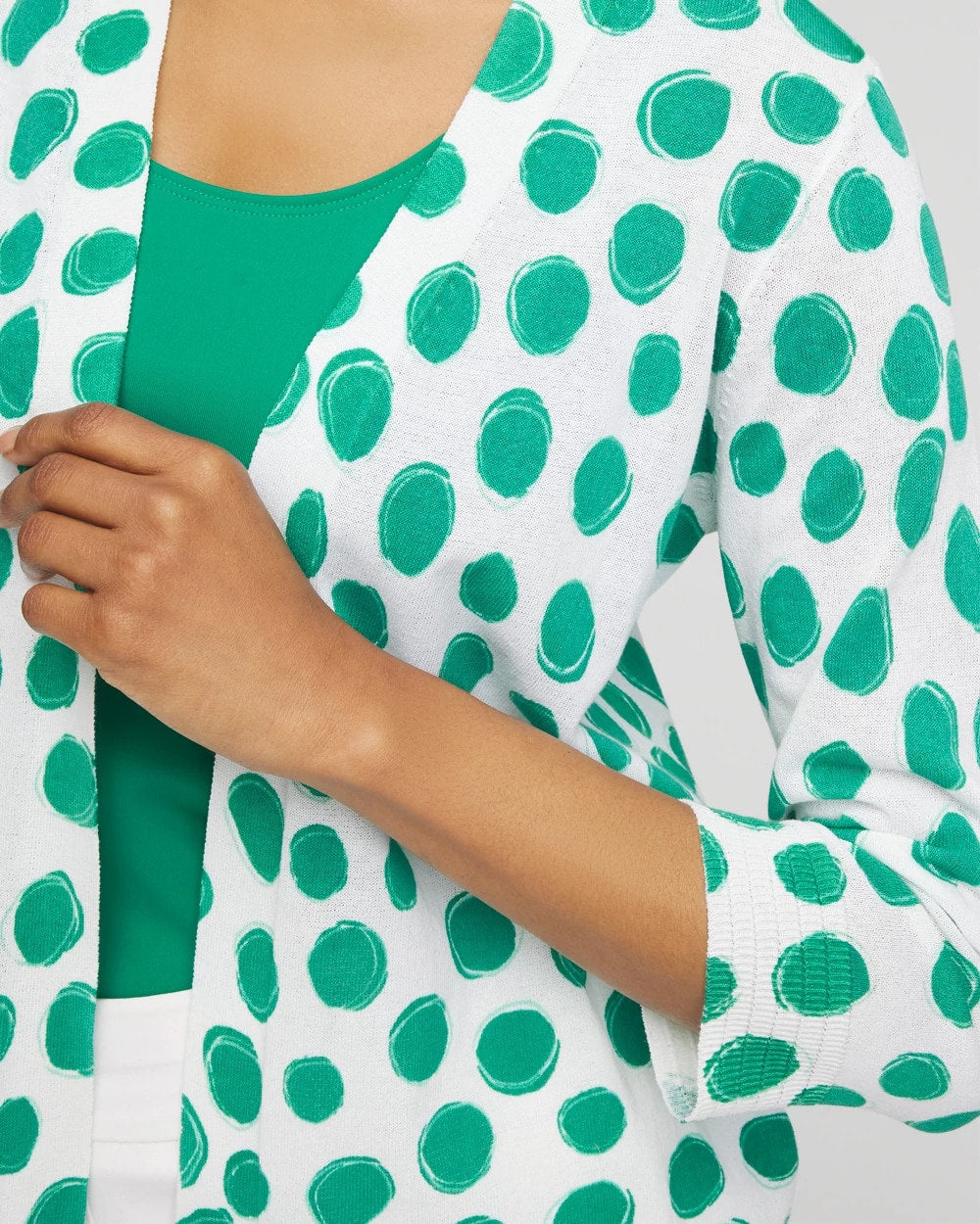 Chico's Women | Polka-Dot Summer Romance Short Cardigan ALABASTER