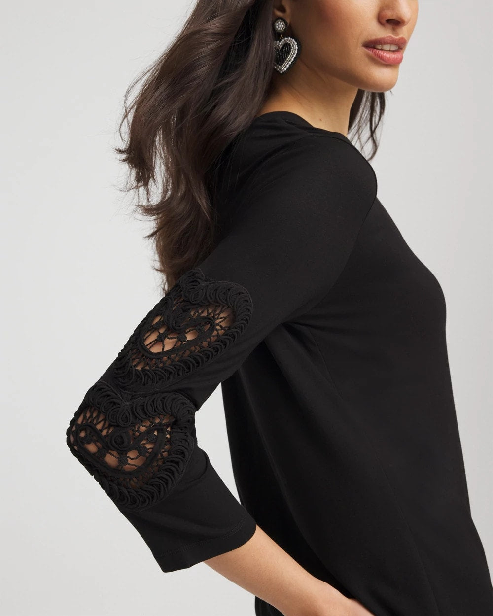Chico's Women | Heart Sleeve Detail Tee BLACK