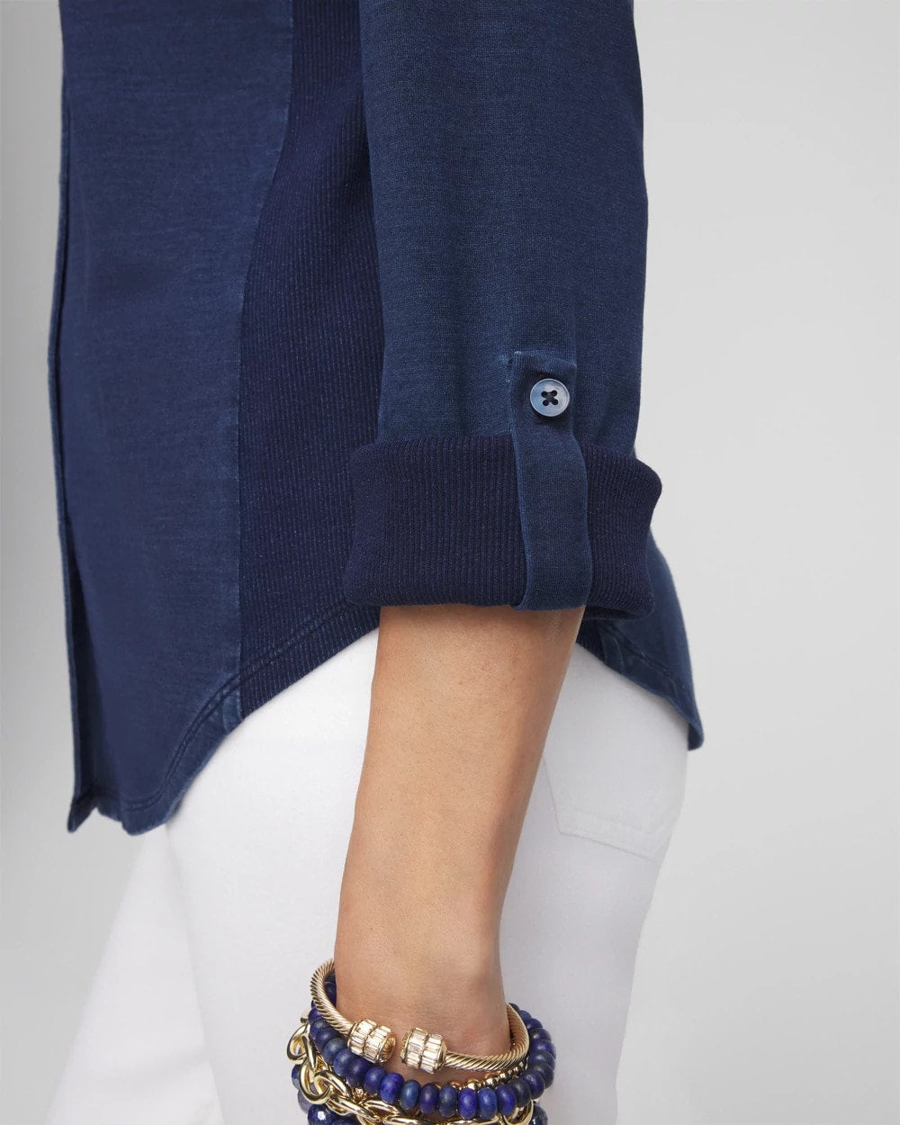 Chico's Women | Collared Henley Denim Top RIVIERA AUTHENTIC