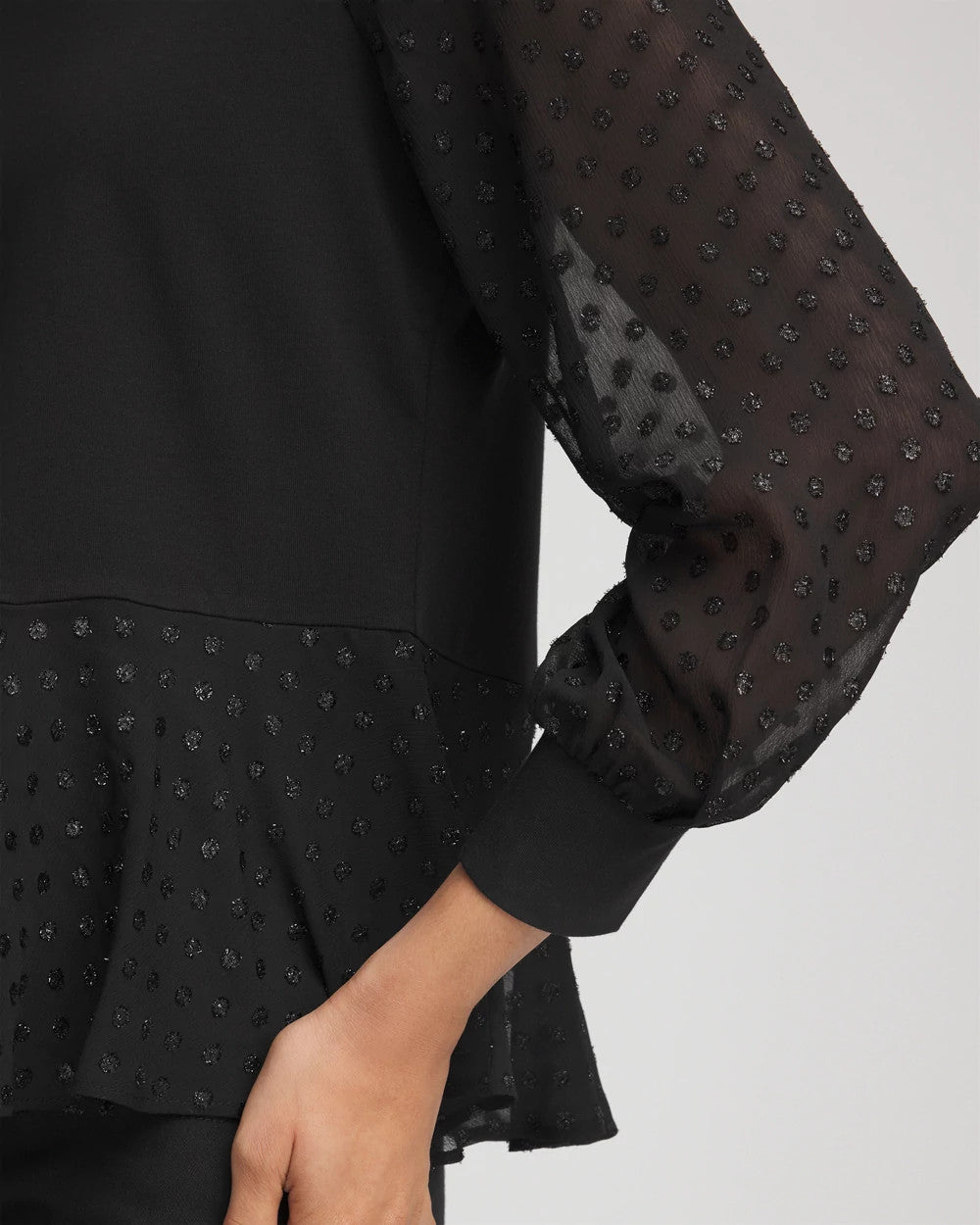 Chico's Women | Clip-Dot Peplum Top BLACK