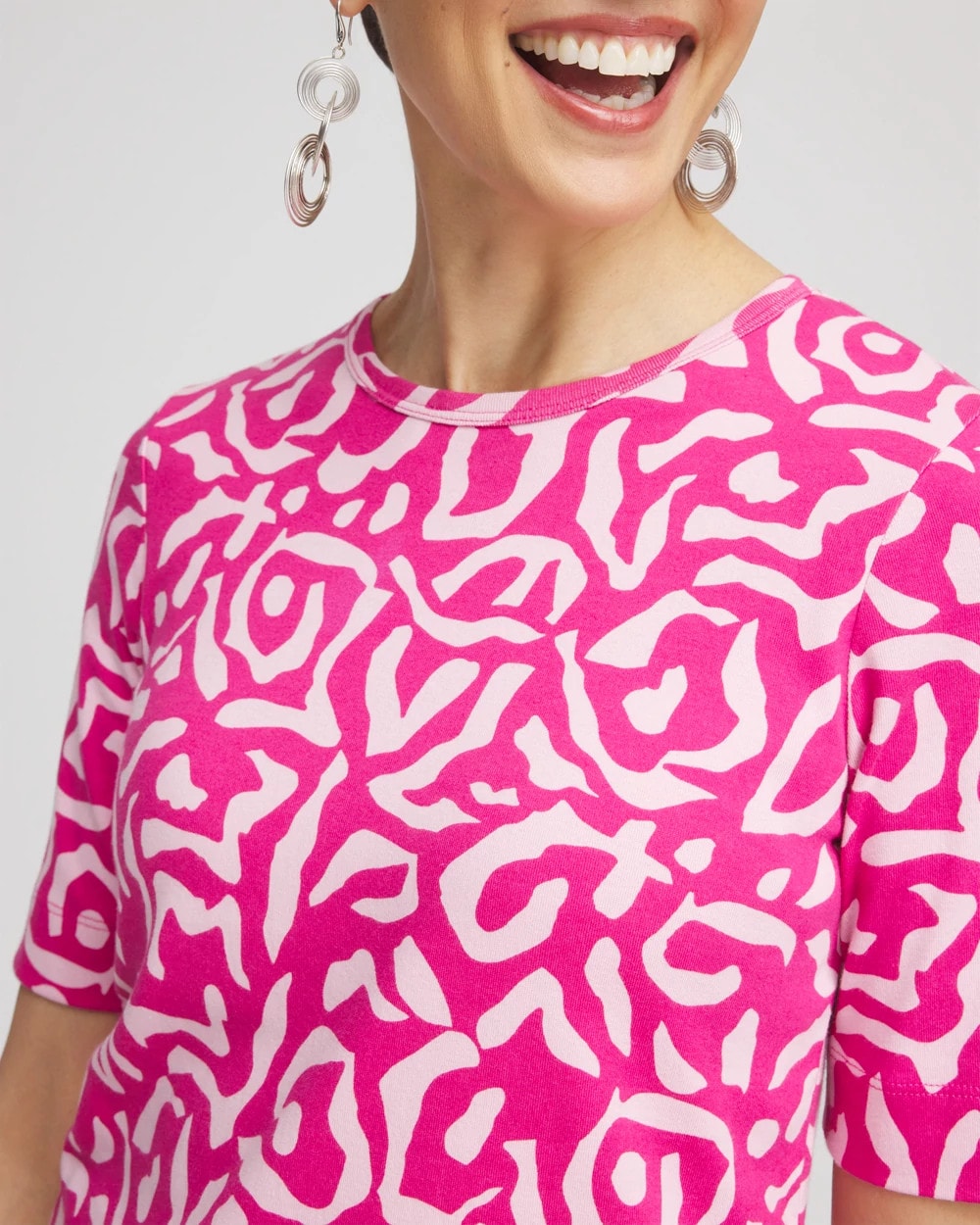 Chico's Women | Animal Print Crewneck Pima Tee CRUSHED BERRIES