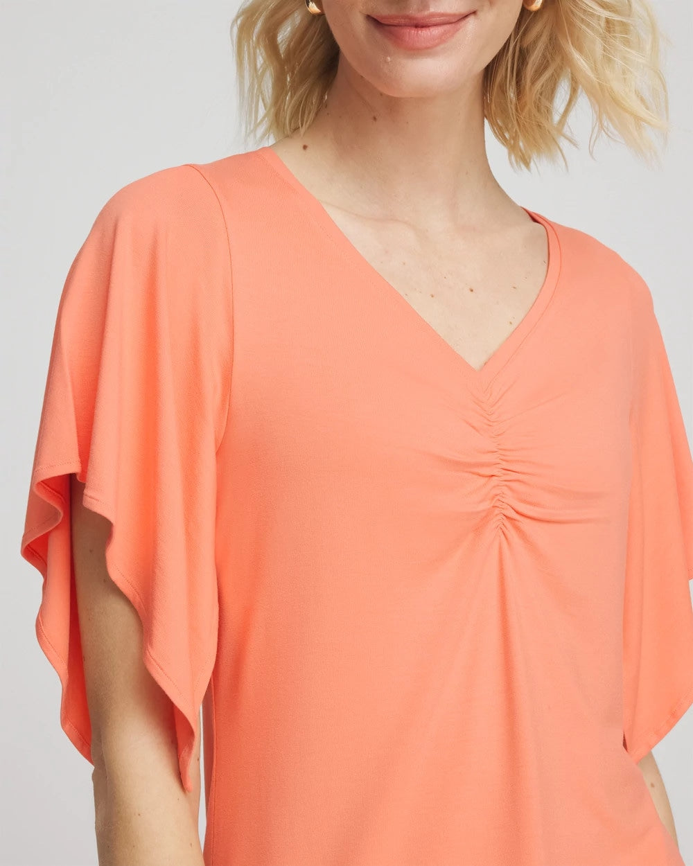 Chico's Women | Touch of Cool™ Handkerchief-Sleeve V-Neck Tee SUNSET PEACH