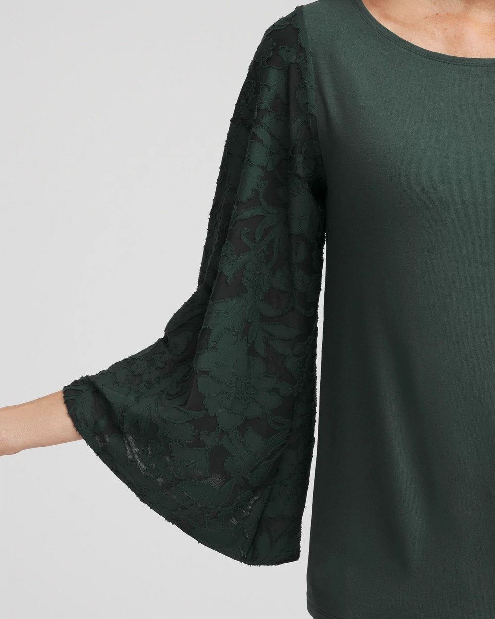 Chico's Women | Touch of Cool™ Burnout Angel-Sleeved Top DARKEST SPRUCE