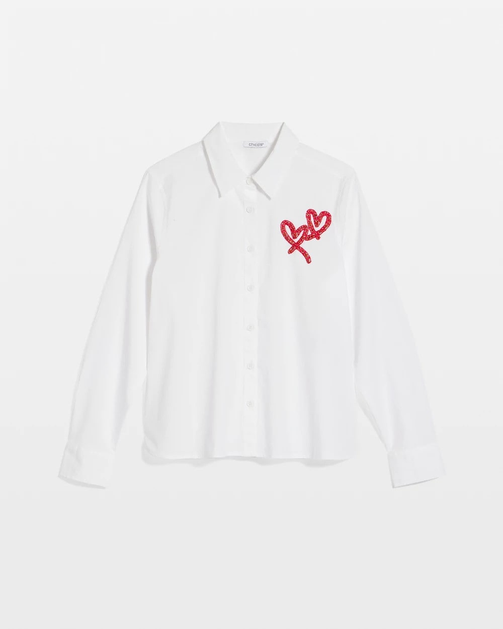 Chico's Women | Crystal Heart Poplin Shirt ALABASTER