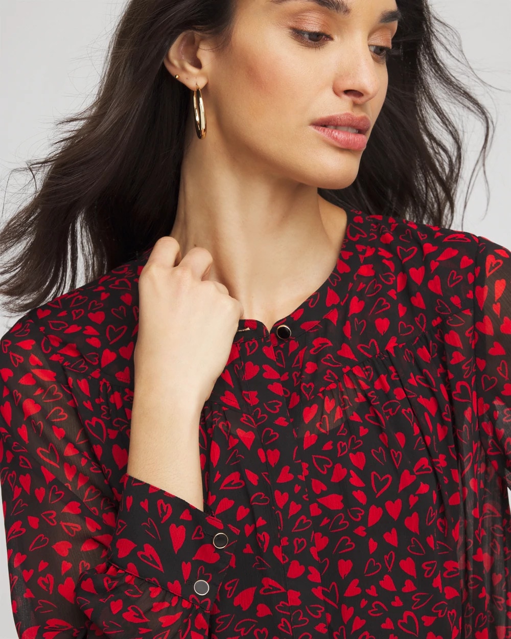 Chico's Women | Lover Girl Georgette Blouse LOVE LETTER RED