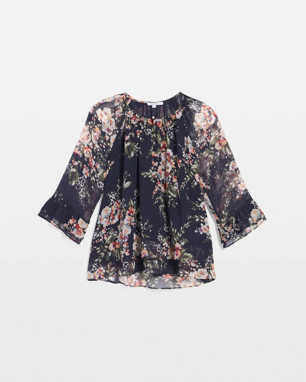 Chico's Women | Floral Georgette Blouse PASSPORT BLUE