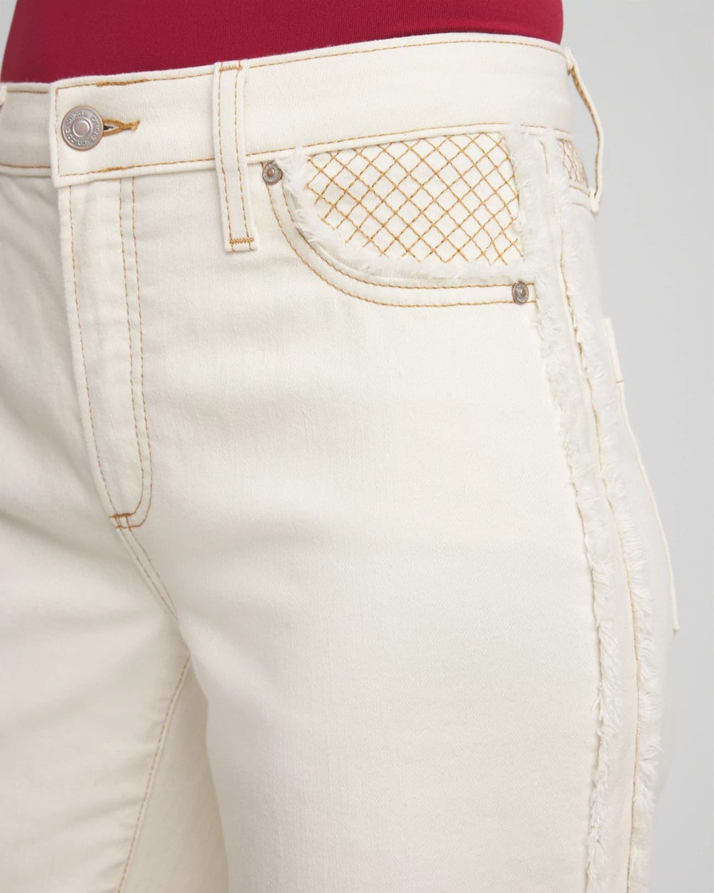 Chico's Women | Sea Salt High-Rise Frayed Jeans NATURAL SEEDED