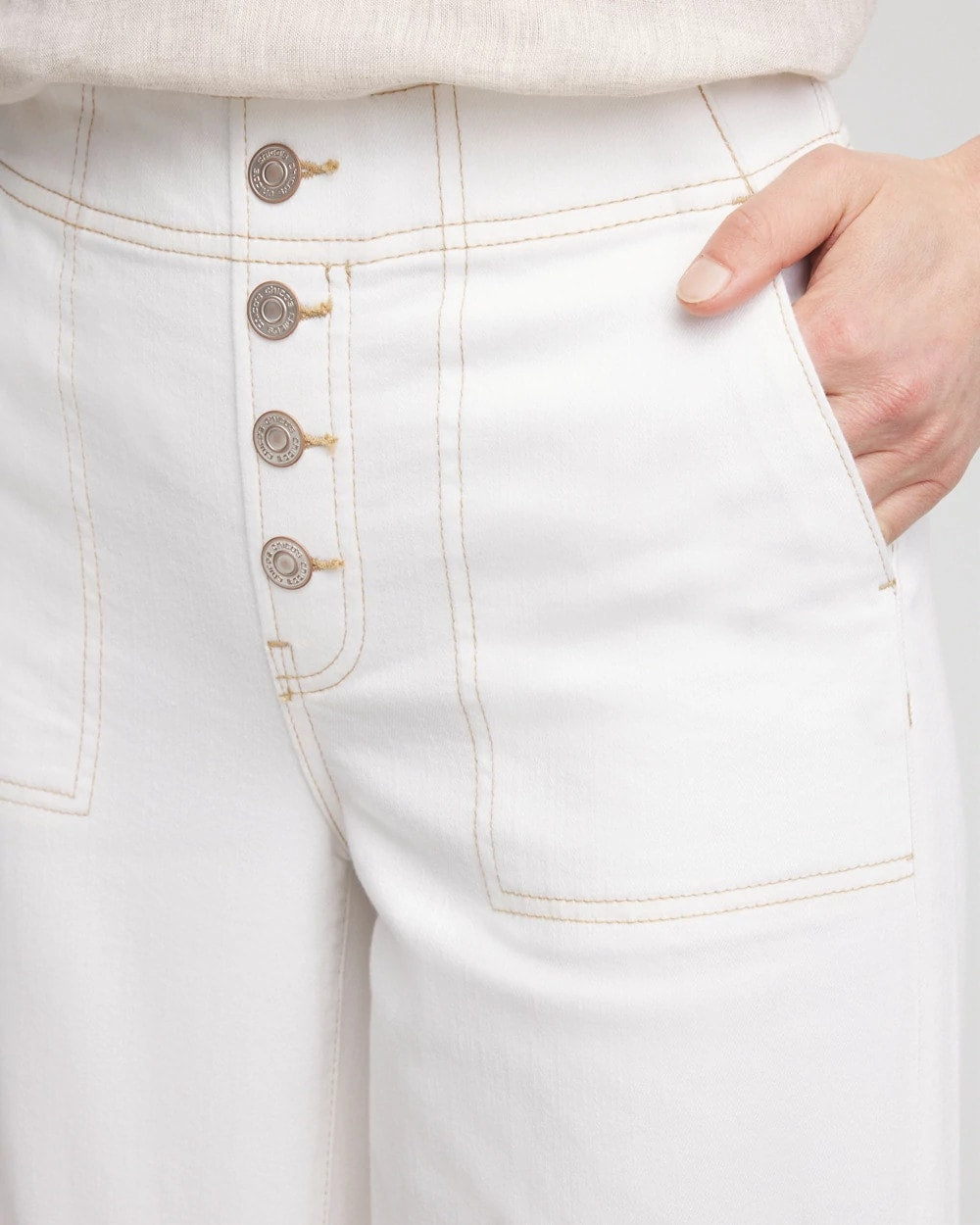 Chico's Women | No Stain Pull-On Wide Capri Jeans ALABASTER