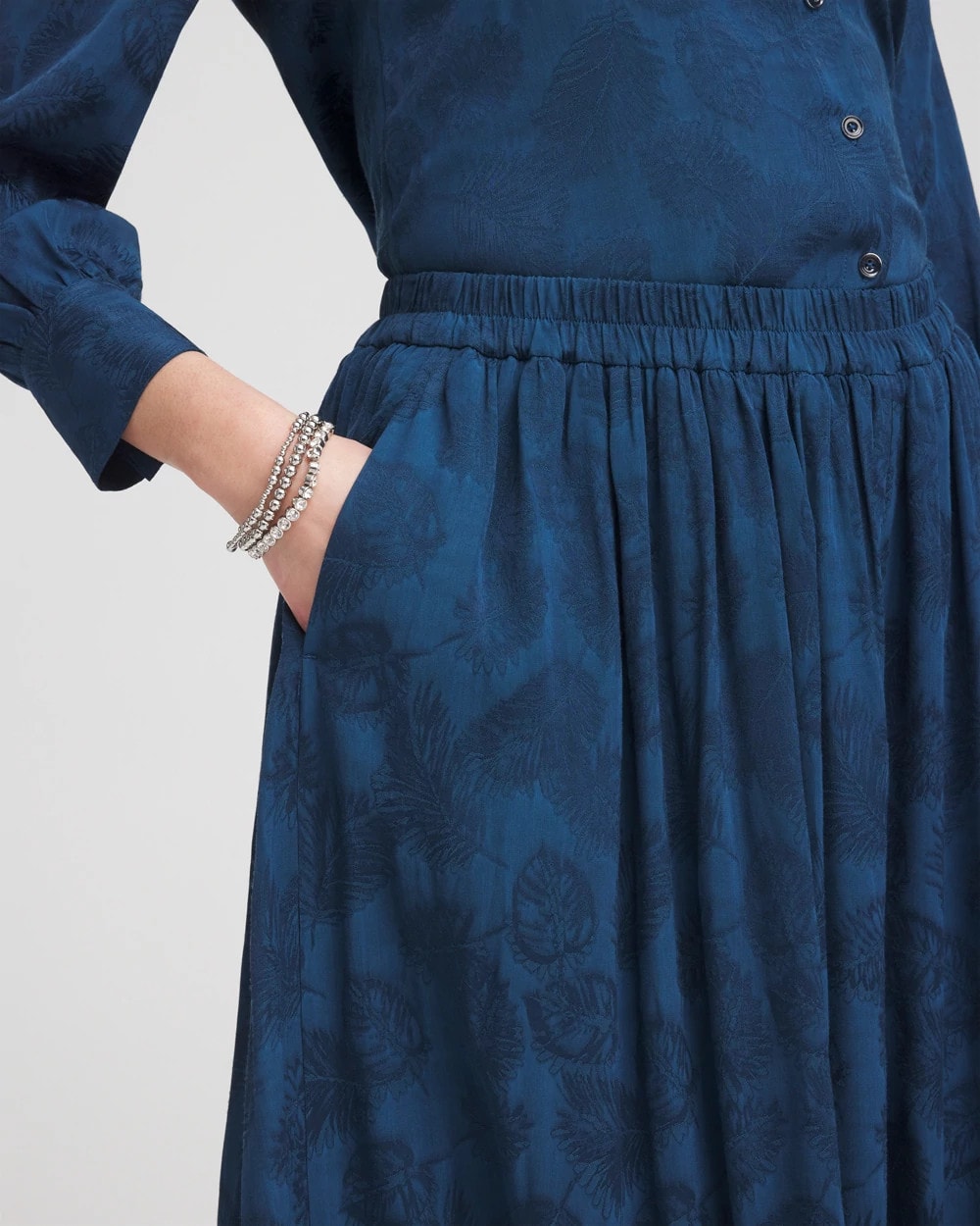 Chico's Women | Jacquard Culotte Wide-Leg Pants SEAPORT