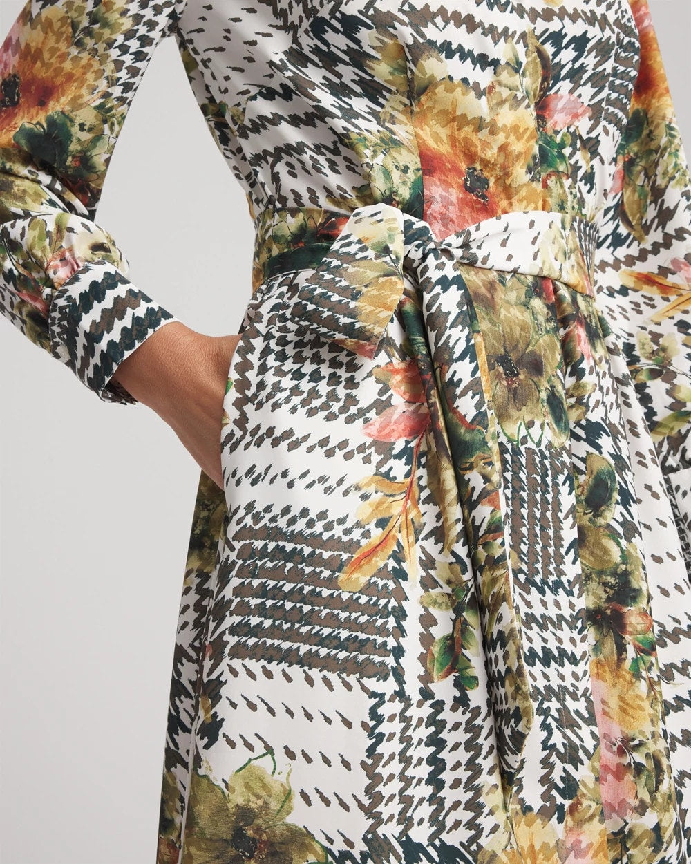 Chico's Women | Artisanal Floral Print Maxi Shirtdress ECRU