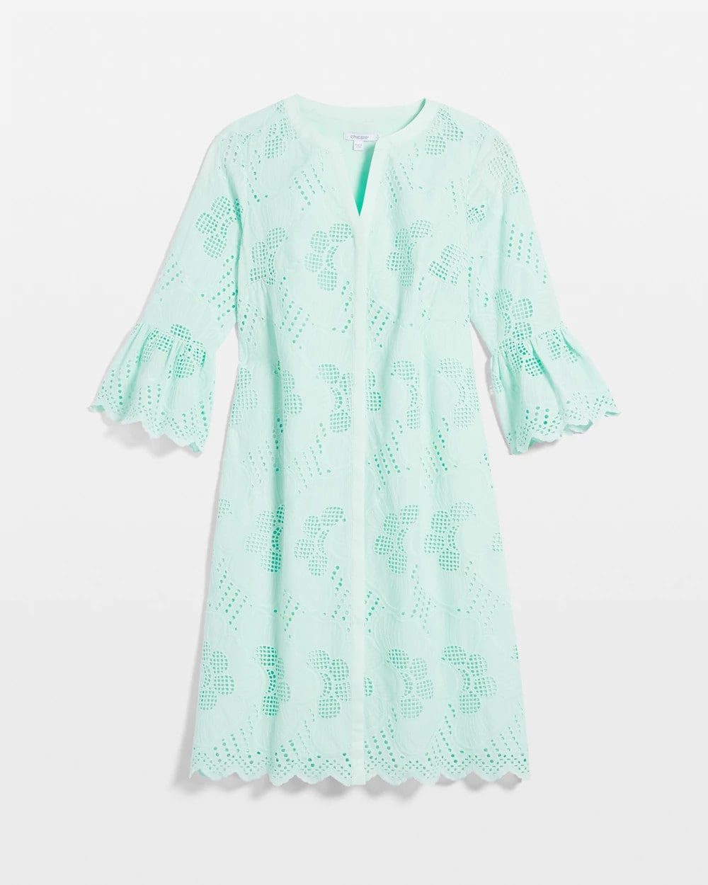 Chico's Women | Eyelet Cotton Voile Dress TEAL WATERS