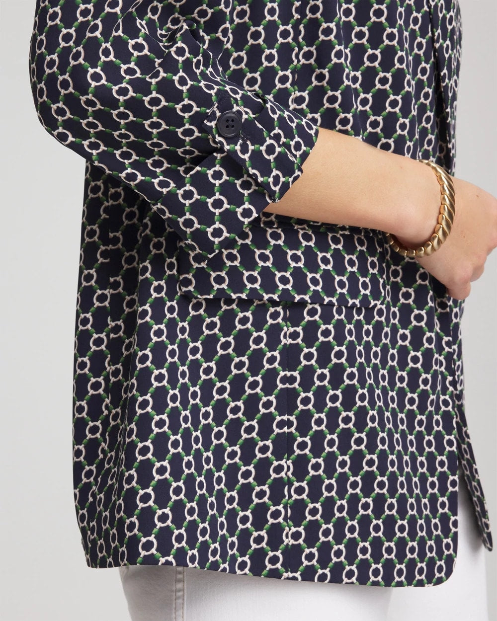 Chico's Women | Printed Soft Crepe Blazer PASSPORT BLUE