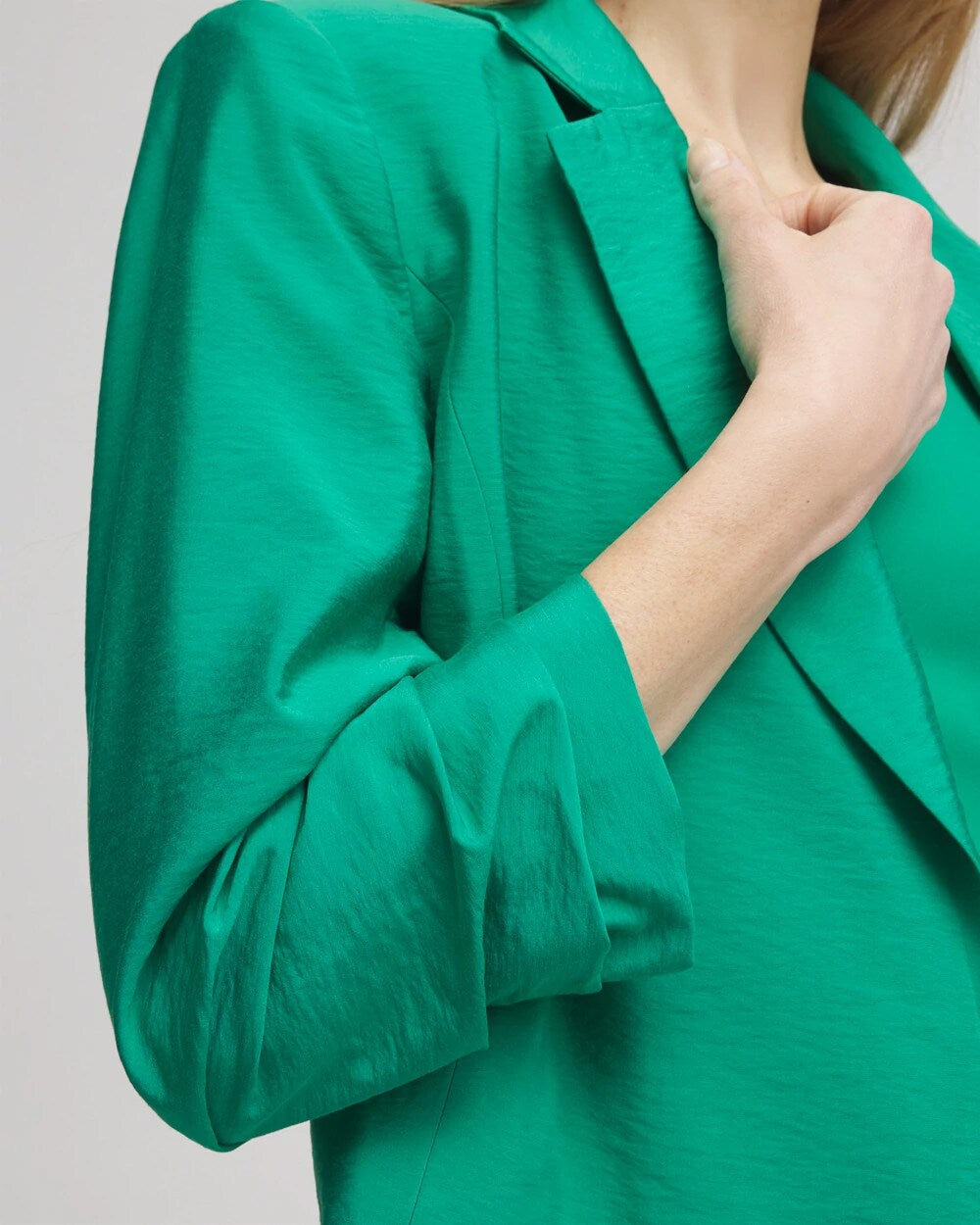 Chico's Women | Cropped Ruched Sleeve Blazer EDEN GREEN