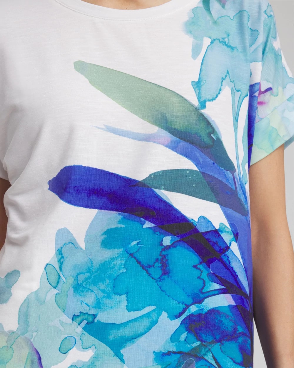 Chico's Women | Zenergy® Floral Scoop Neck Tee RICH COBALT