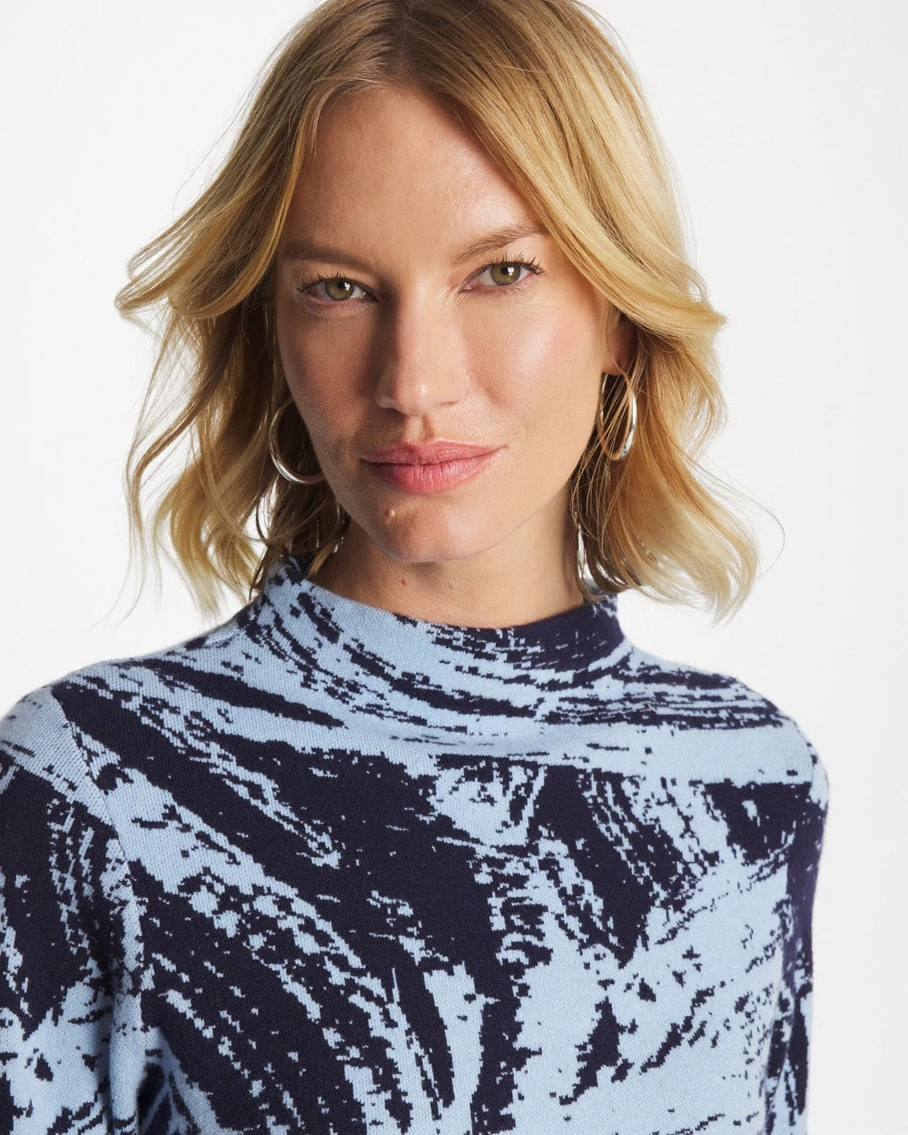 Chico's Women | Zenergy® Luxe Sketch Funnelneck Top CRYSTAL TOPAZ