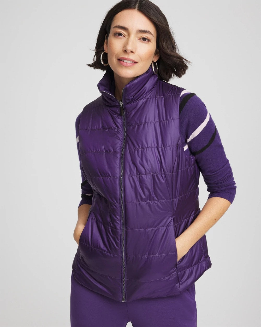 Chico's Women | Zenergy® Reversible Velvet Puffer Vest PURPLE ELIXIR
