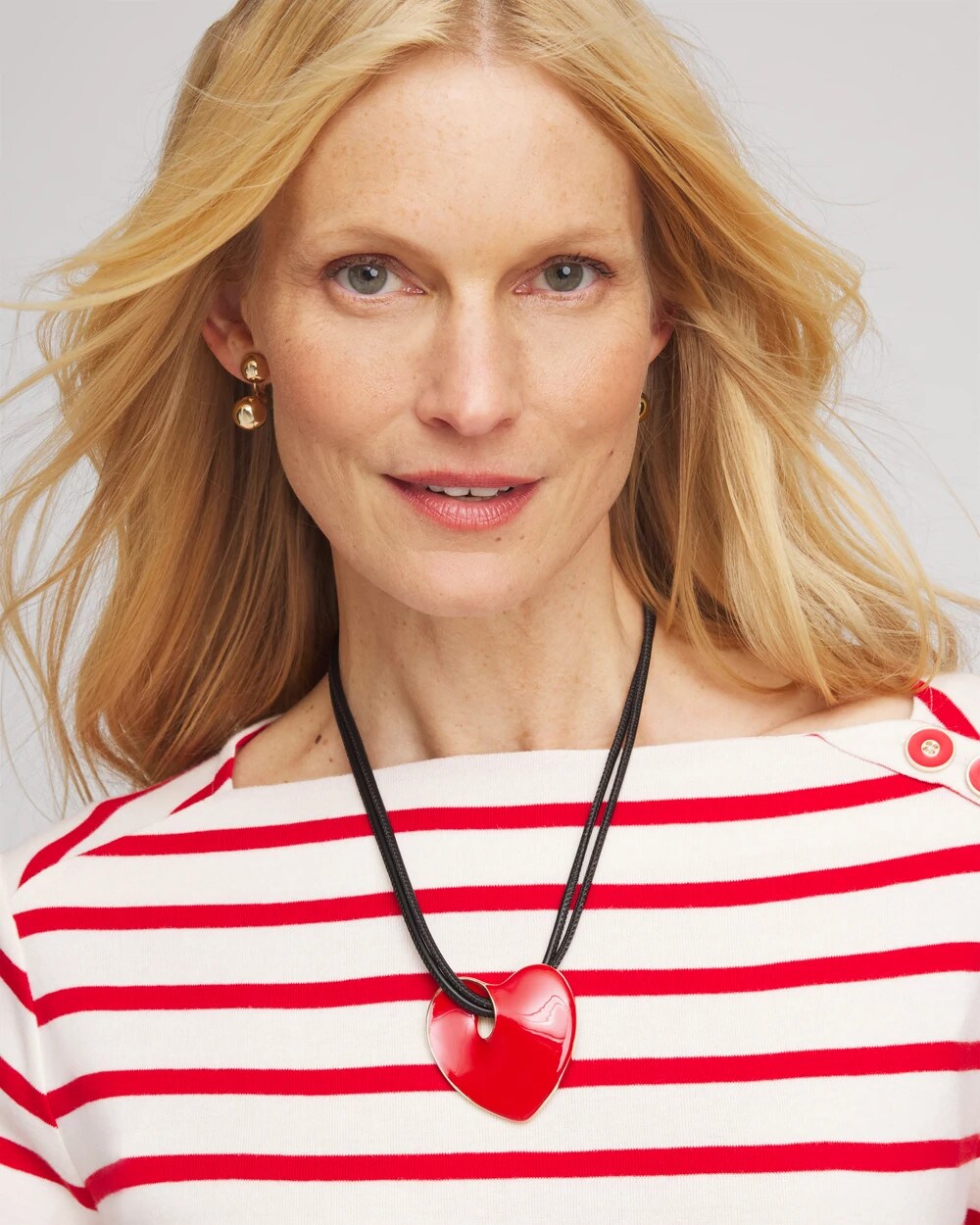Chico's Women | Red Enamel Heart Pendant Necklace RED
