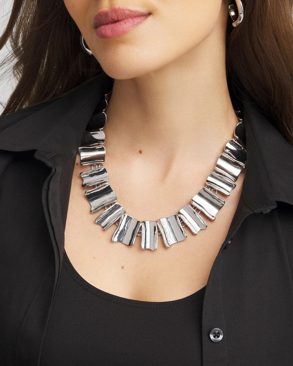 Chico's Women | Silver Wave Collar Necklace SILVER