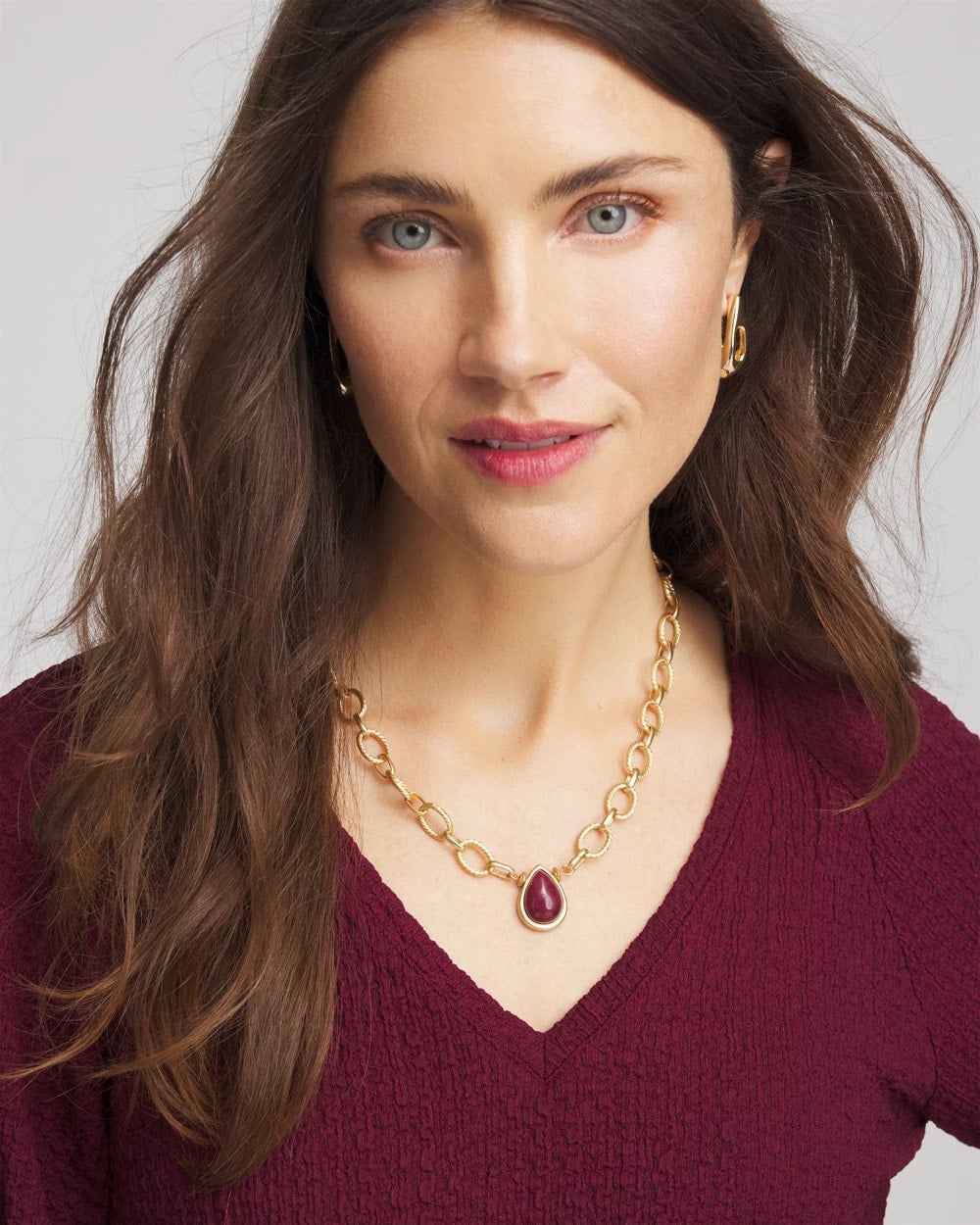 Chico's Women | Convertible Three-Strand Stone Pendant Necklace PURPLE