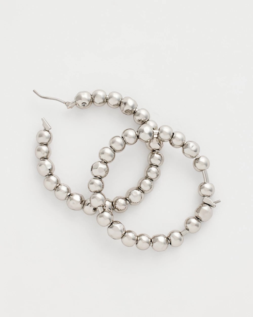 Chico's Women | Silvertone Beaded Hoop Earrings SILVER