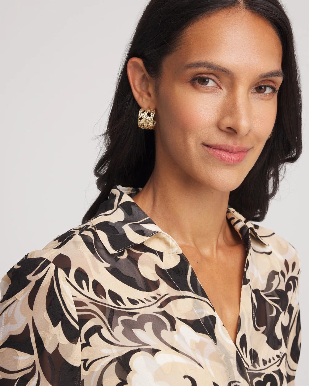 Chico's Women | No Droop® Cutout Goldtone Hoop Earrings GOLD