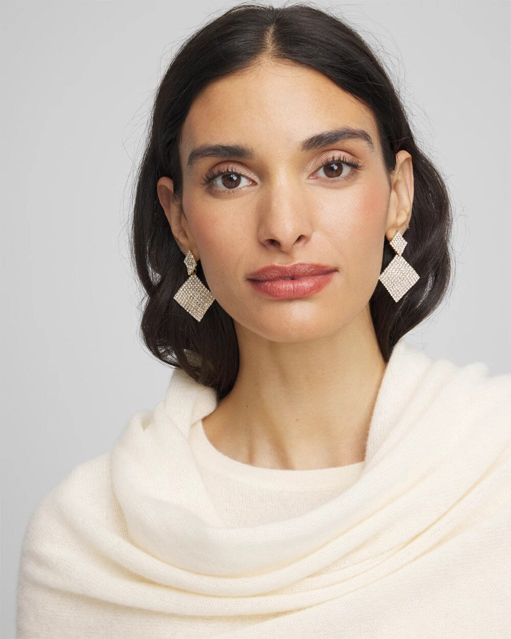 Chico's Women | Curved Crystal Earrings GOLD