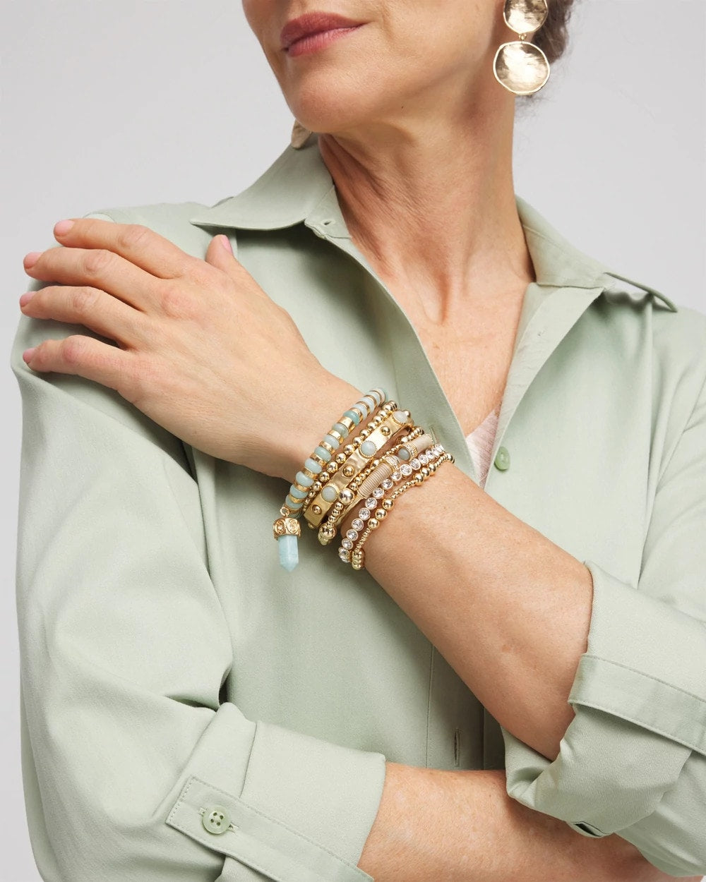 Chico's Women | Gold-tone Small Bead Stretch Bracelet GOLD