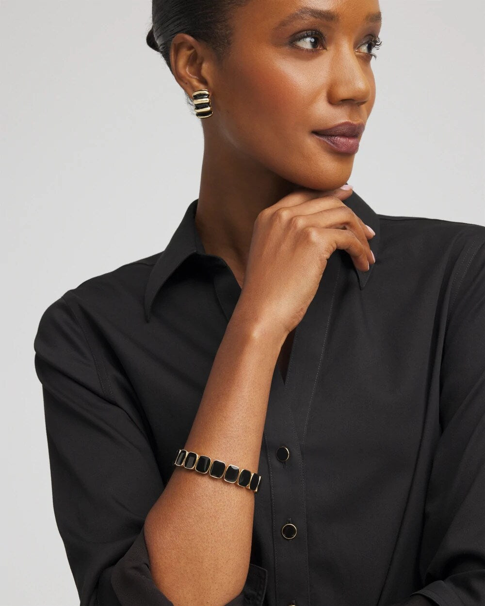 Chico's Women | Chico's Originals Black Square Stretch Bracelet BLACK