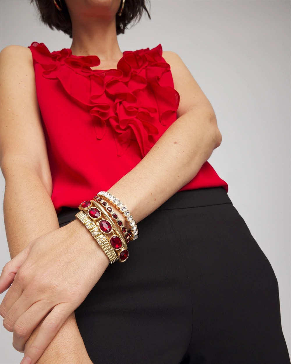 Chico's Women | Gold Bezel Set Stretch Tennis Bracelet GOLD
