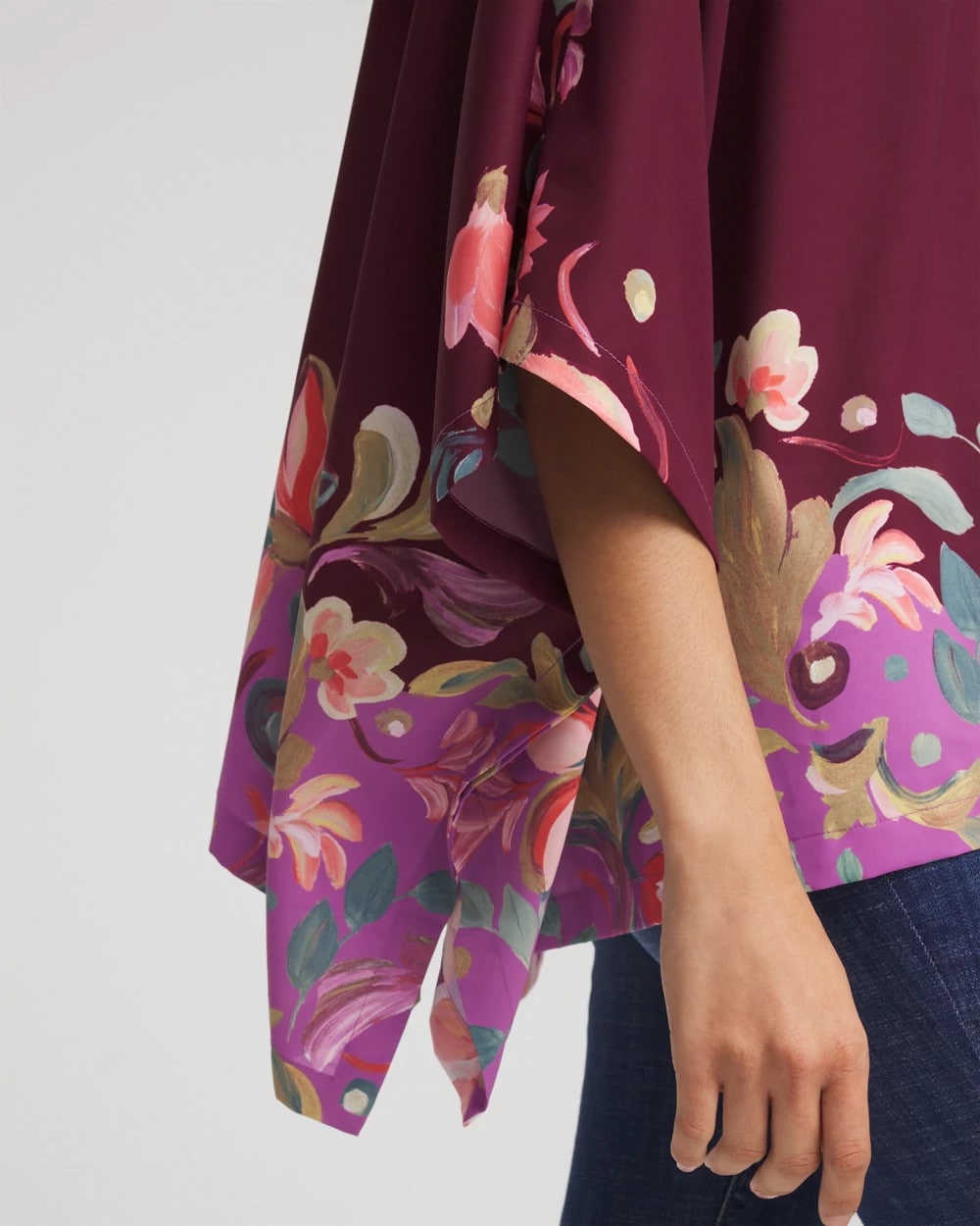 Chico's Women | Printed Boatneck Pullover Poncho DEEP CHIANTI