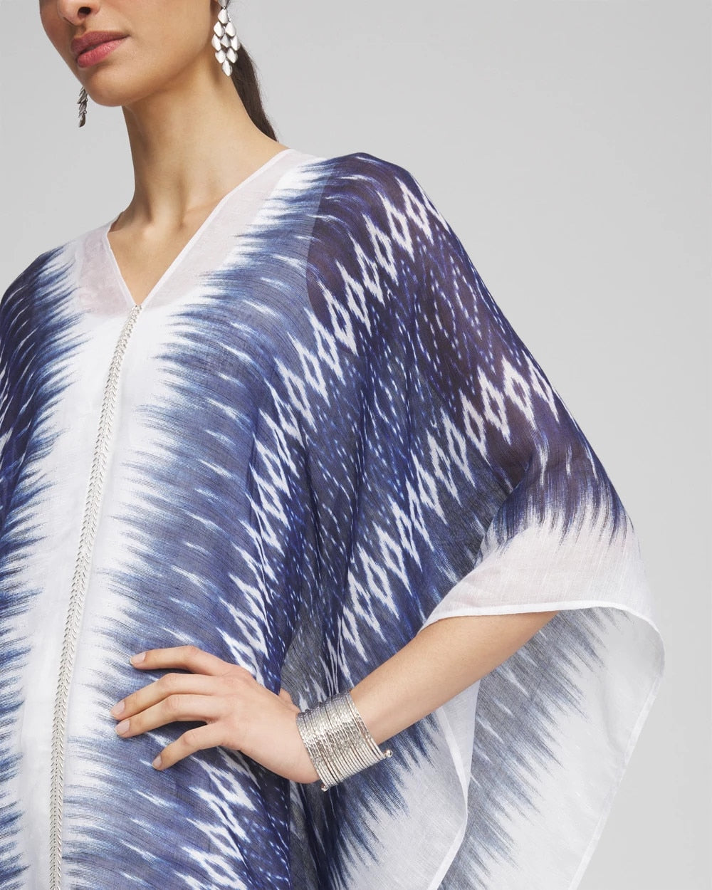 Chico's Women | Long Embellished Linen Kaftan BLUE CASA
