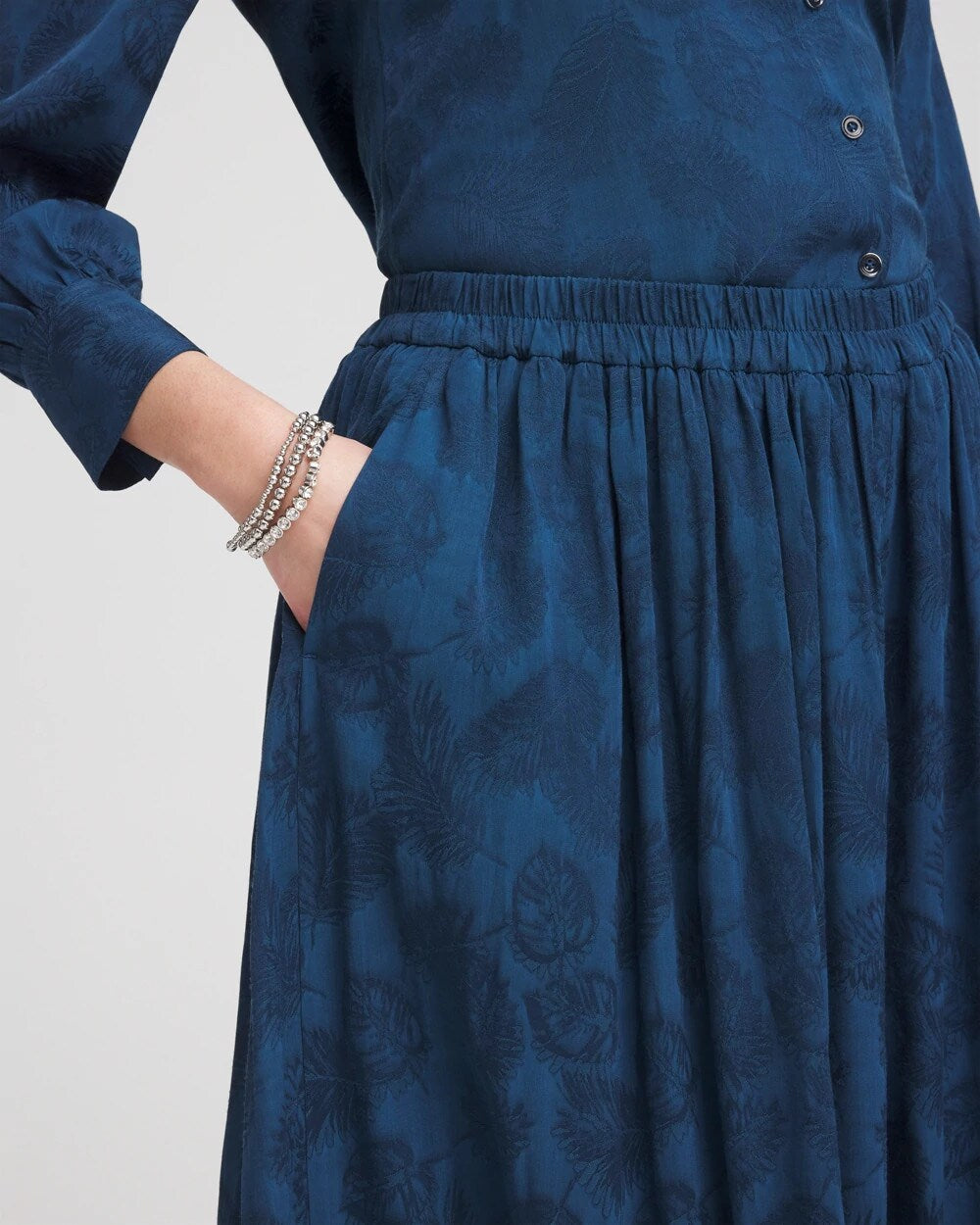 Chico's Women | Petite Jacquard Culotte Wide-Leg Pants SEAPORT