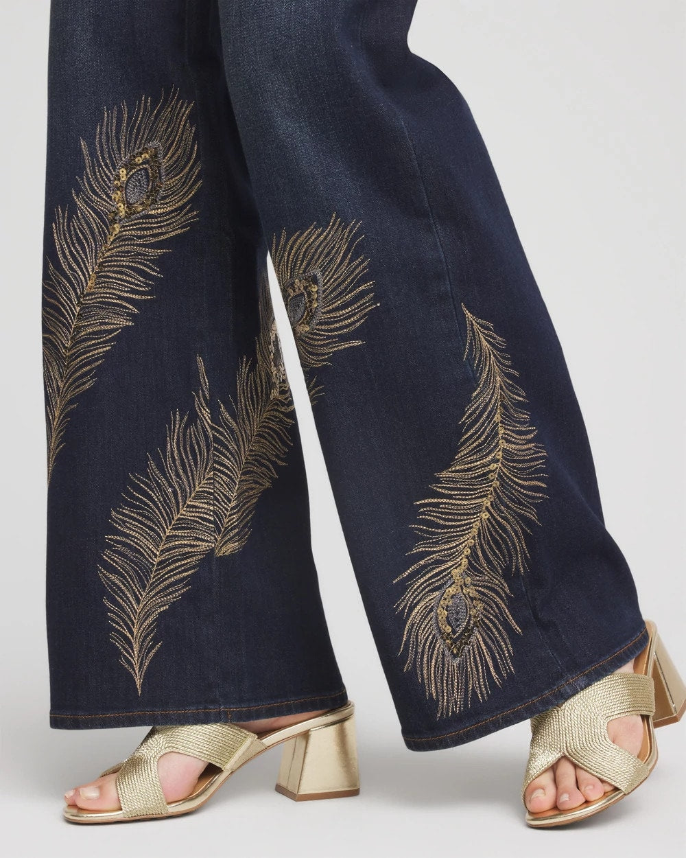 Chico's Women | Petite Embellished High-Rise Wide-Leg Jeans MARCONI INDIGO