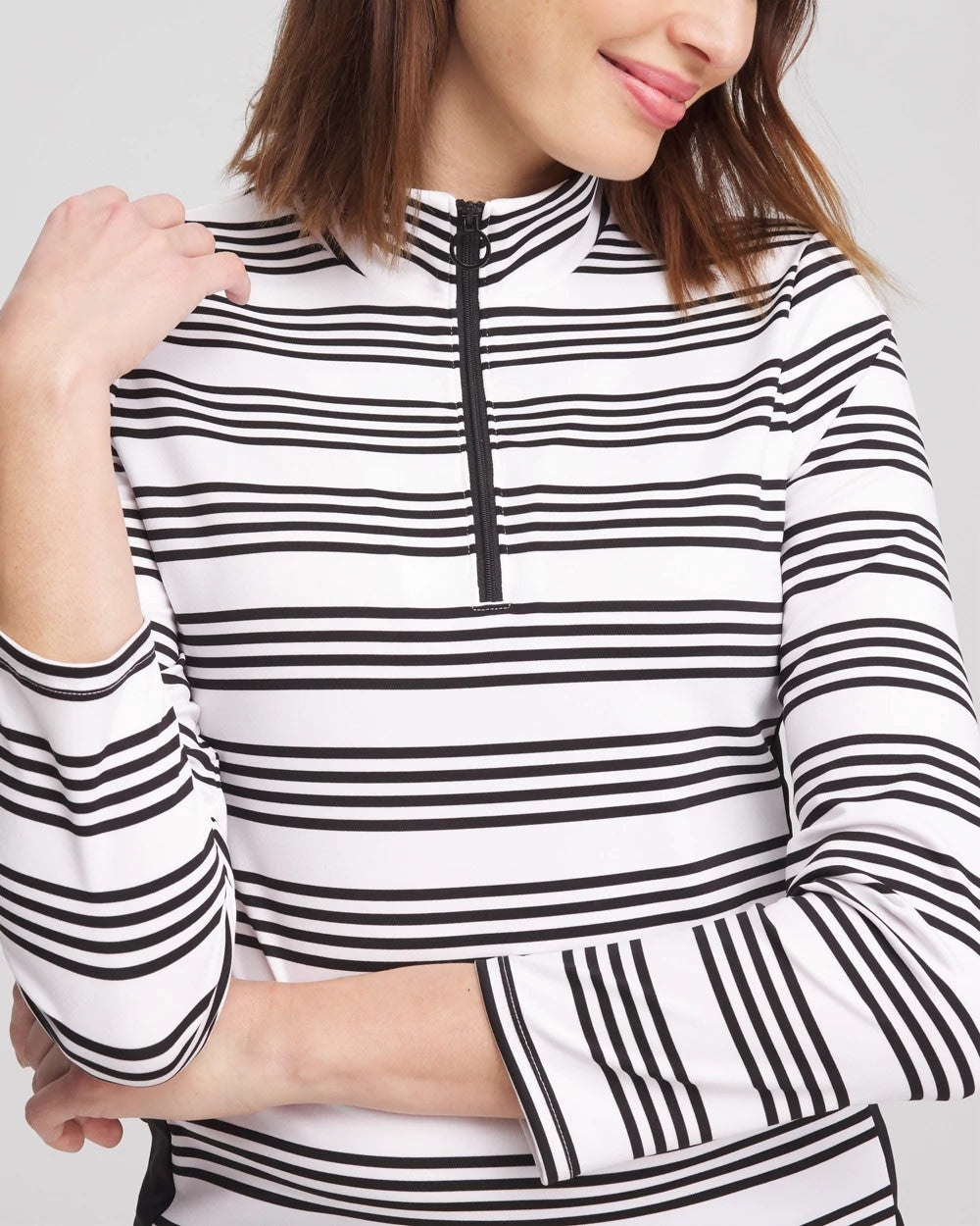 Chico's Women | Zenergy® UPF Stripe Long Sleeve Top BLACK