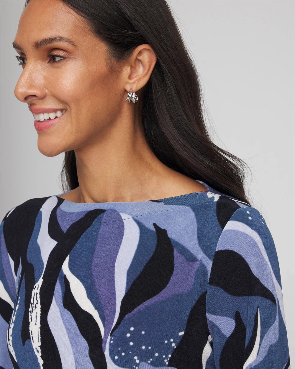 Chico's Women | Travelers™ Wave Straight Neck Tunic TRAVELERS INDIA INK