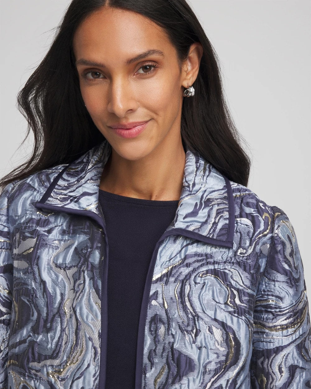 Chico's Women | Travelers™ Jacquard Swirl Jacket TRAVELERS INDIA INK