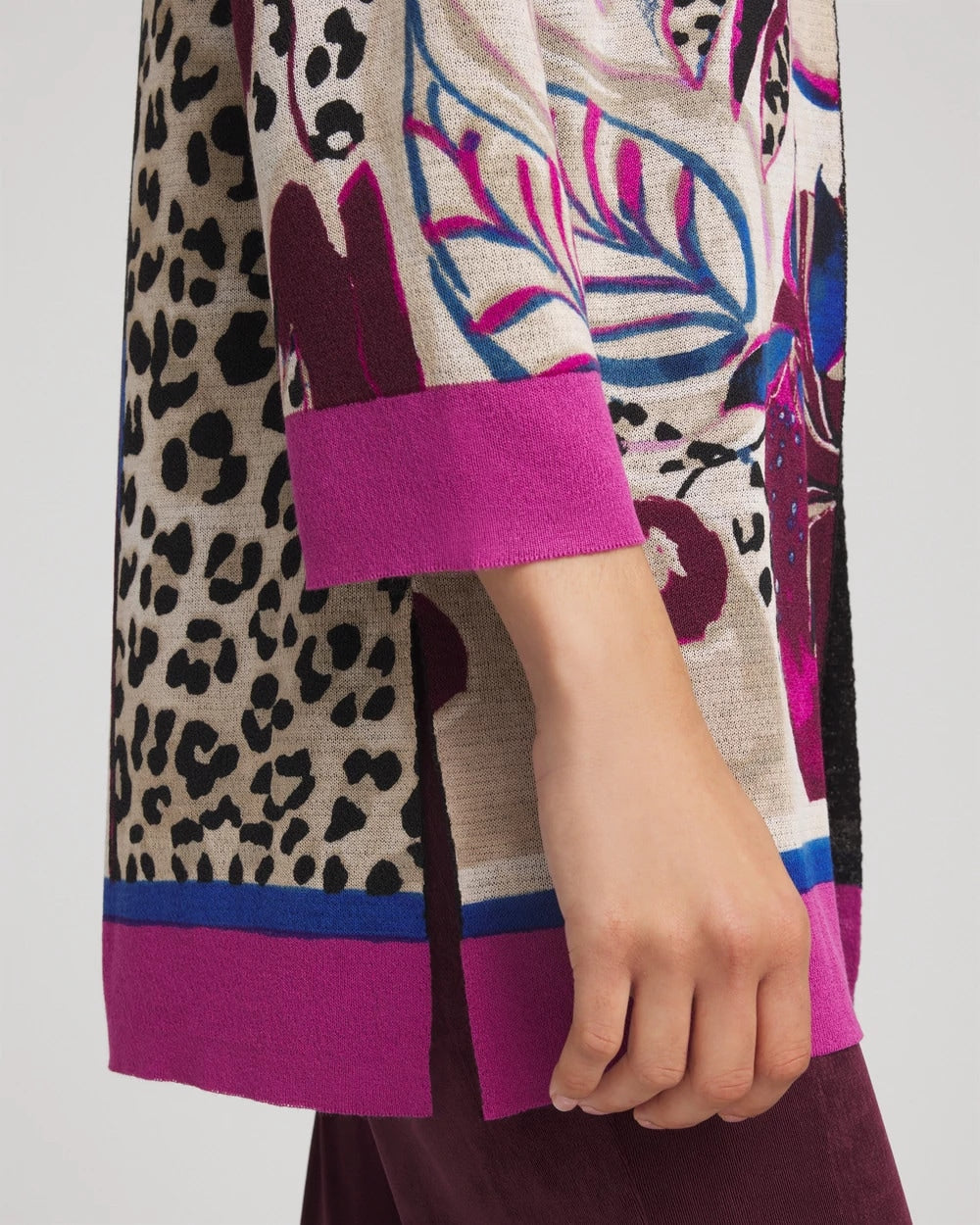 Chico's Women | Travelers™ Collection Artisanal Cardigan BLACKENED BURGUNDY