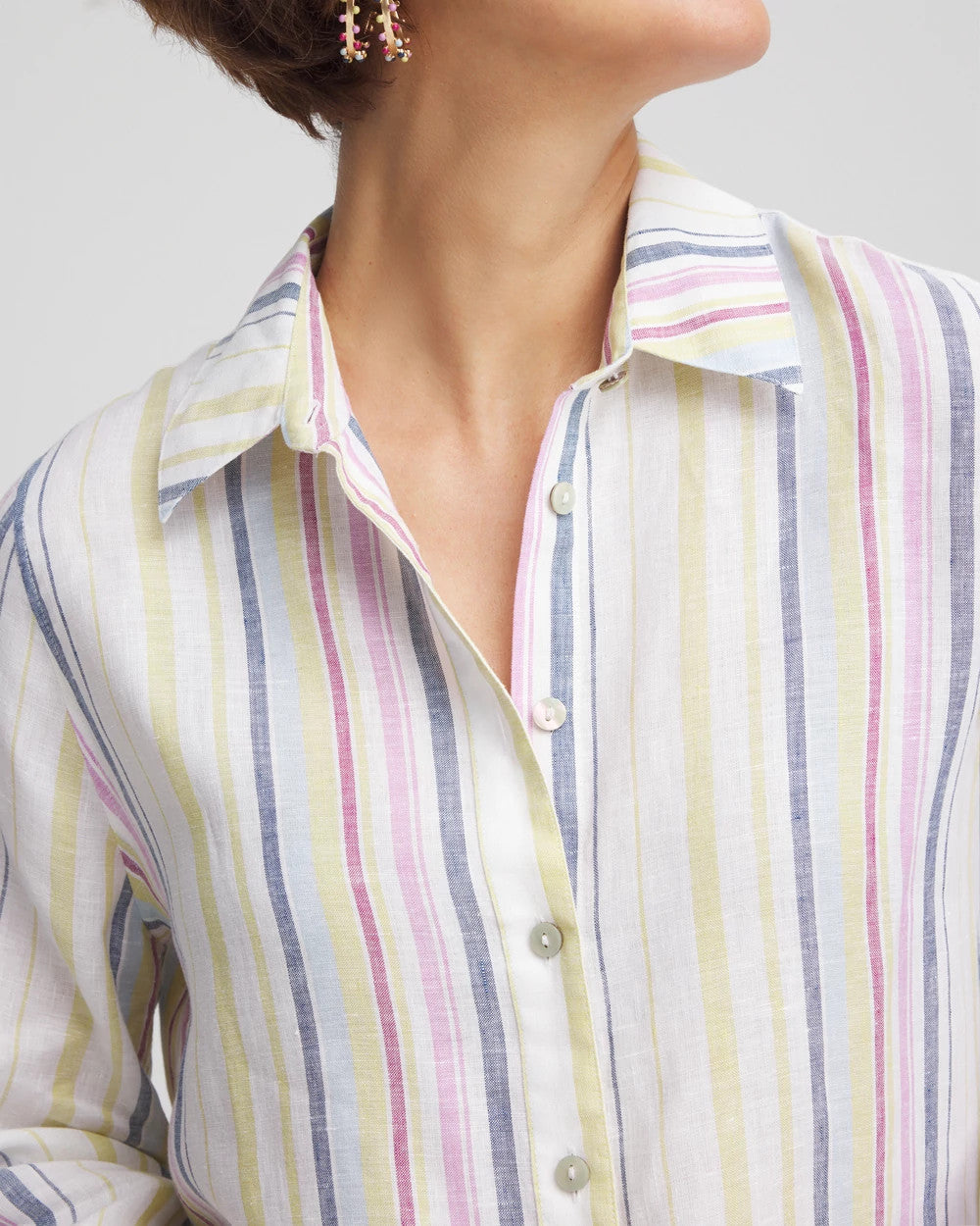 Chico's Women | No Iron™ Multi Stripe Linen Shirt LAVENDER SKIES