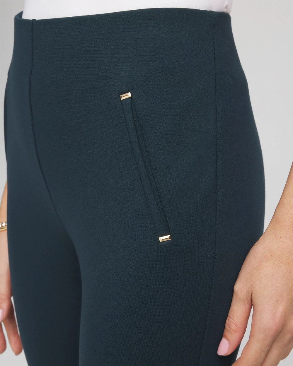 Chico's Women | Juliet Slim Trim Detail Ankle Pants TEAL SHADOW