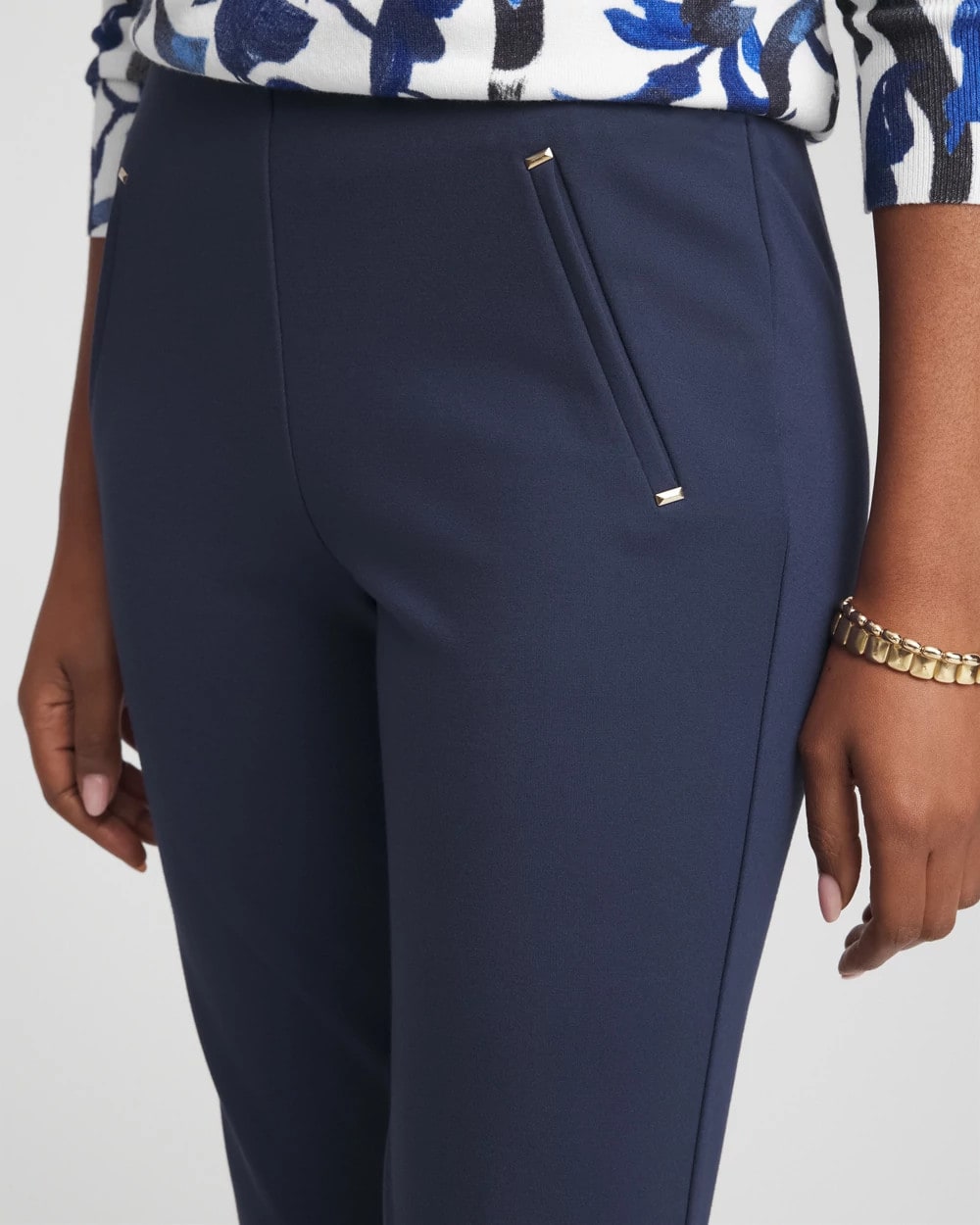 Chico's Women | Juliet Slim Trim Detail Ankle Pants PASSPORT BLUE