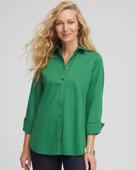 Chico's Women | No Iron™ Stretch Shirt JARDIN GREEN