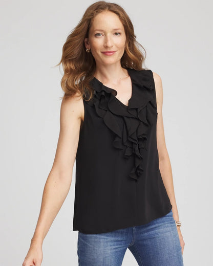 Chico's Women | Satin Ruffle Tank BLACK